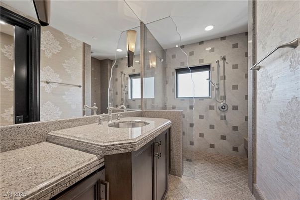 Bathroom, Glass Shower, Interior, Recessed Lighting