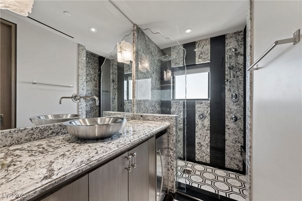 Bathroom, Dual Sink Vanities, Glass Shower, Interior, Recessed Lighting