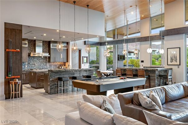Billiard Table, Game Room, Interior, Kitchen, Living room, Pendant Lights, Recessed Lighting