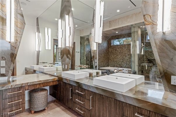 Bathroom, Dual Sink Vanities, Glass Shower, Interior, Recessed Lighting