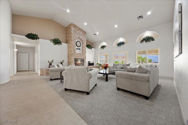 Fireplace, Interior, Living room, Recessed Lighting