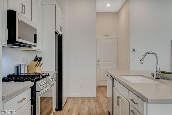 Interior, Kitchen, Recessed Lighting, Wood Texture Flooring