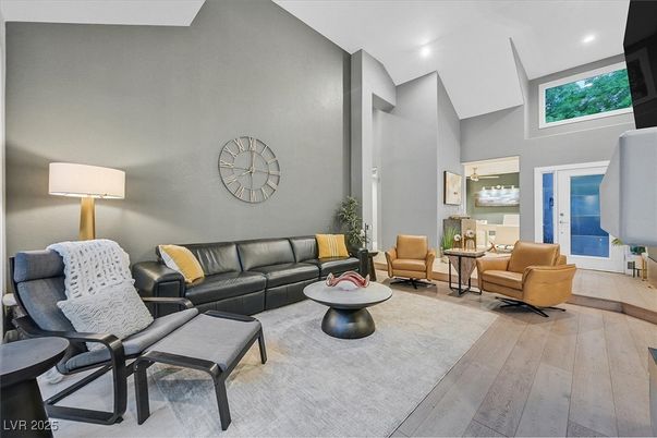 Interior, Living room, Recessed Lighting, Wood Texture Flooring