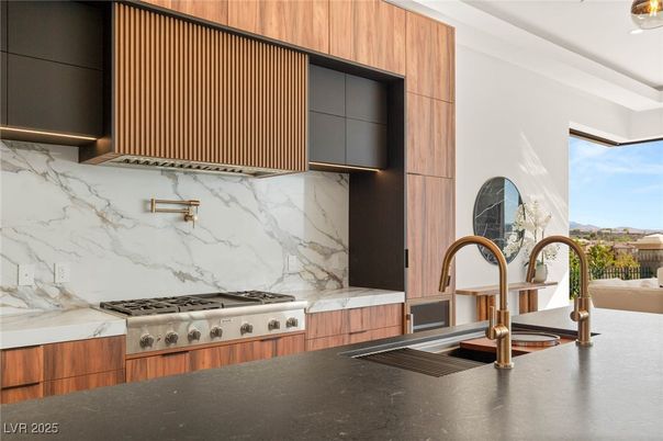 Interior, Kitchen, Marble Walls, Stainless Steel Appliances