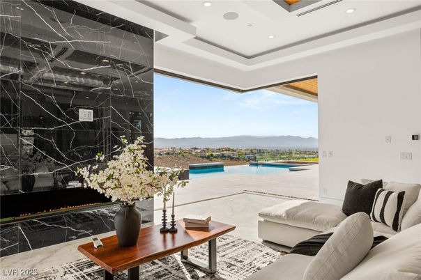Interior, Living room, Marble Walls, Pool, Recessed Lighting