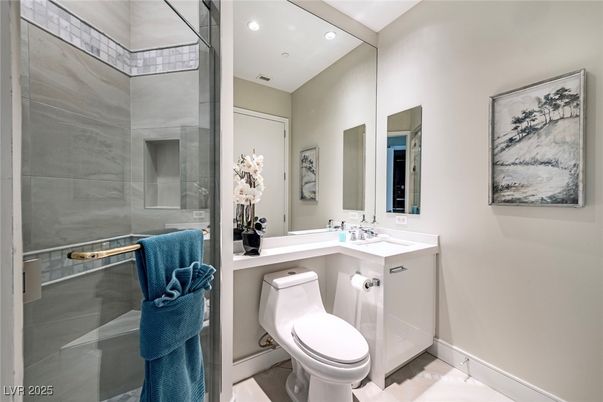 Bathroom, Glass Shower, Interior, Recessed Lighting