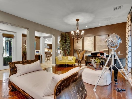 Chandelier, Interior, Living room, Pendant Lights, Recessed Lighting, Wood Texture Flooring