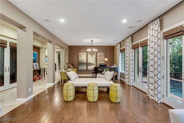 Chandelier, Interior, Living room, Recessed Lighting, Wood Texture Flooring