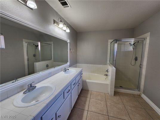 Bathroom, Dual Sink Vanities, Glass Shower, Interior, Tile Countertops