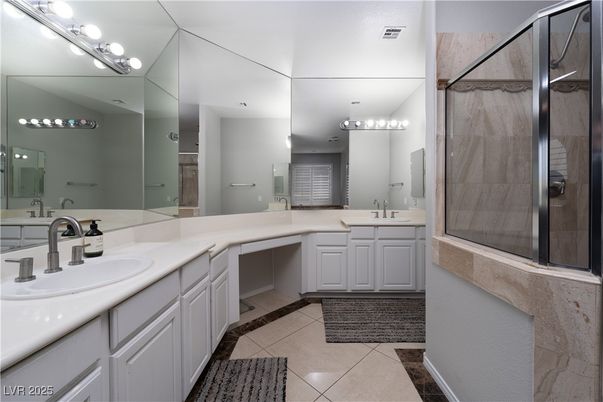 Bathroom, Dual Sink Vanities, Glass Shower, Interior