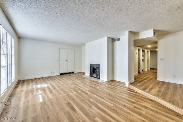 Empty room, Fireplace, Interior, Wood Texture Flooring
