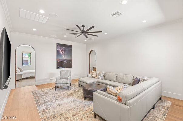 Interior, Living room, Recessed Lighting, Wood Texture Flooring