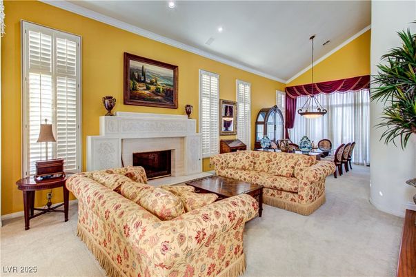 Dining room, Fireplace, Interior, Living room, Pendant Lights, Recessed Lighting