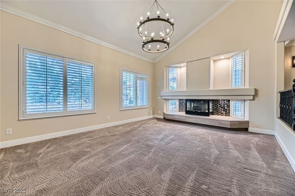 Empty room, Fireplace, Interior, Pendant Lights