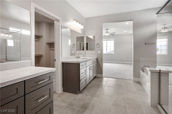 Bathroom, Dual Sink Vanities, Glass Shower, Interior, Recessed Lighting