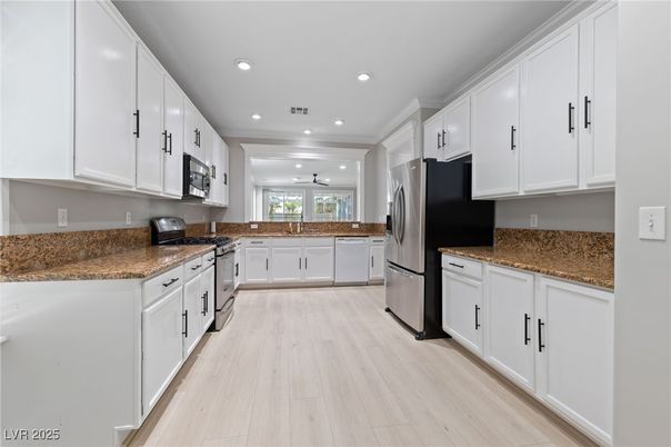 Interior, Kitchen, Recessed Lighting, Wood Texture Flooring