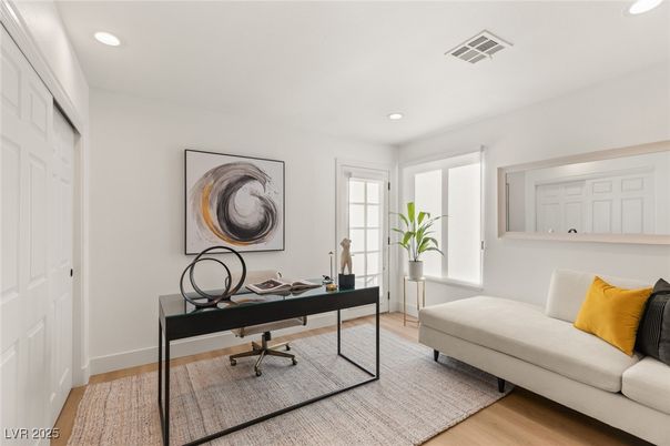 Home Office, Interior, Recessed Lighting, Wood Texture Flooring