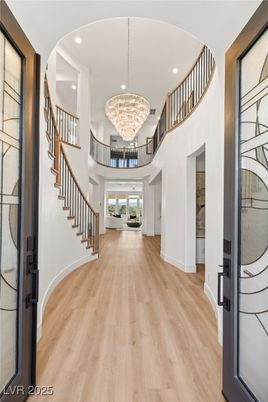Chandelier, Interior, Recessed Lighting, Wood Texture Flooring