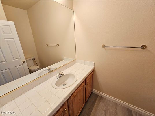 Bathroom, Interior, Tile Countertops, Wood Texture Flooring