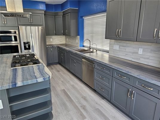 Interior, Kitchen, Stainless Steel Appliances, Wood Texture Flooring