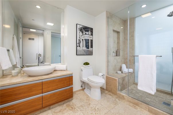 Bathroom, Glass Shower, Interior, Recessed Lighting