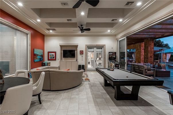 Billiard Table, Game Room, Interior, Living room, Recessed Lighting
