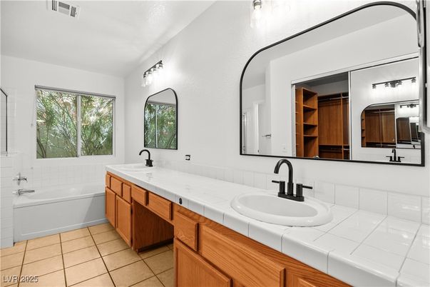 Bathroom, Dual Sink Vanities, Interior, Tile Countertops