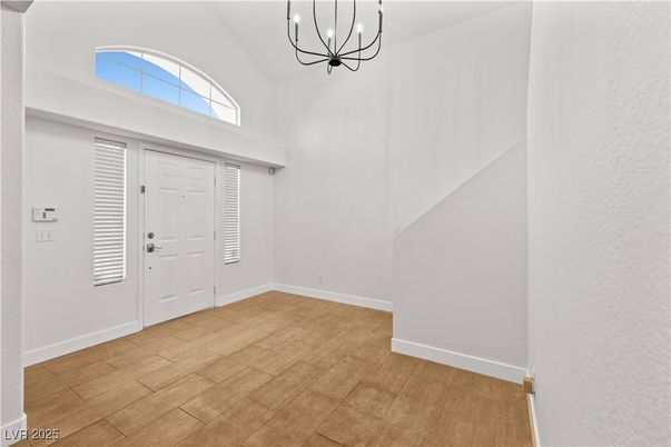 Empty room, Interior, Pendant Lights, Wood Texture Flooring