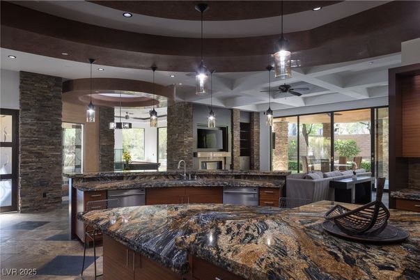 Interior, Pendant Lights, Recessed Lighting, Stone Walls