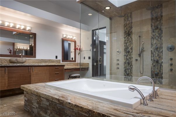 Bathroom, Dual Sink Vanities, Glass Shower, Interior, Recessed Lighting