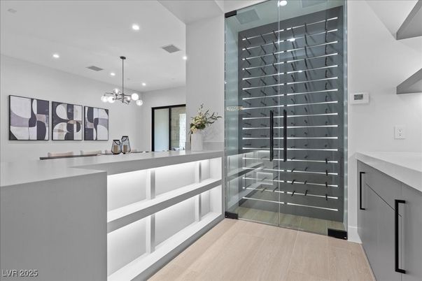 Interior, Pendant Lights, Recessed Lighting, Wine Storage, Wood Texture Flooring