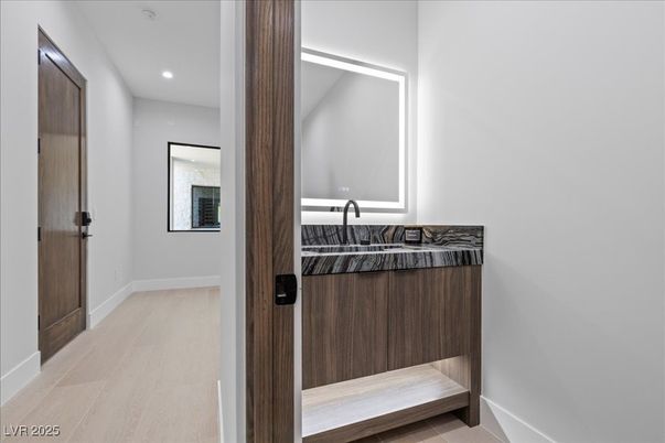 Bathroom, Interior, Recessed Lighting, Wood Texture Flooring
