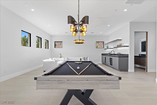 Billiard Table, Game Room, Interior, Pendant Lights, Recessed Lighting