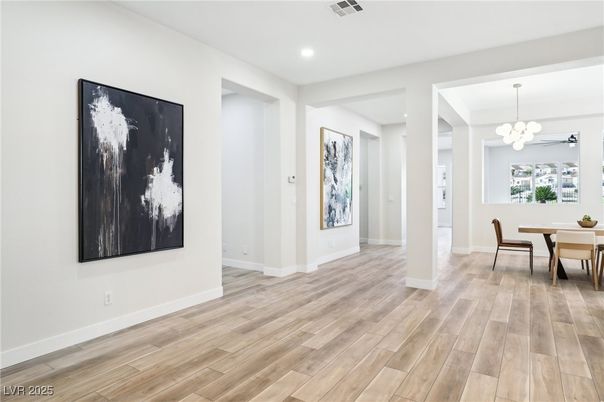 Chandelier, Dining room, Interior, Recessed Lighting, Wood Texture Flooring