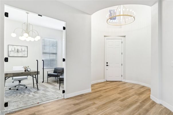 Home Office, Interior, Pendant Lights, Wood Texture Flooring