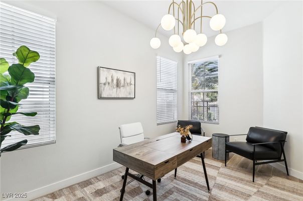 Home Office, Interior, Pendant Lights, Wood Texture Flooring