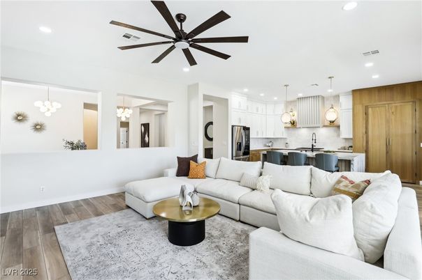 Interior, Kitchen, Living room, Pendant Lights, Recessed Lighting, Stainless Steel Appliances, Wood Texture Flooring