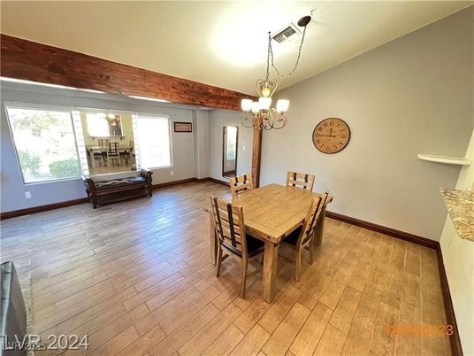 Chandelier, Dining room, Interior, Wood Texture Flooring