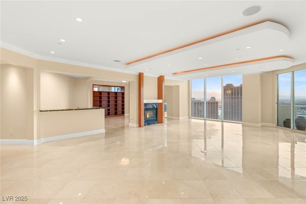 Empty room, Fireplace, Interior, Recessed Lighting