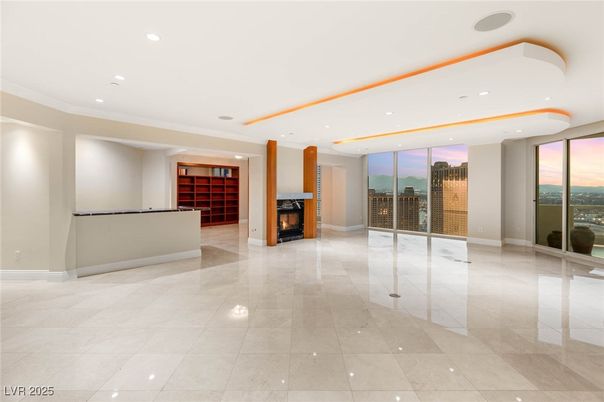Empty room, Fireplace, Interior, Recessed Lighting