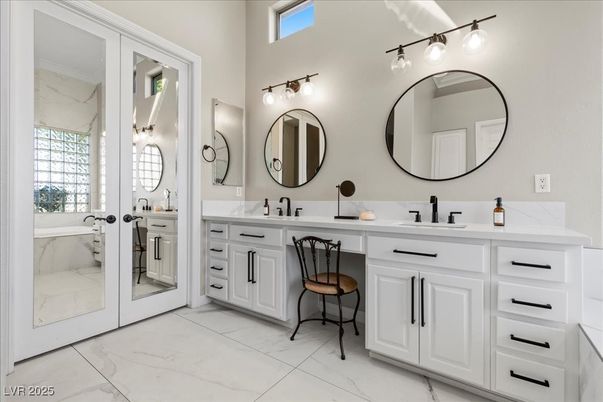 Bathroom, Dual Sink Vanities, Interior, Marble, Marble Walls