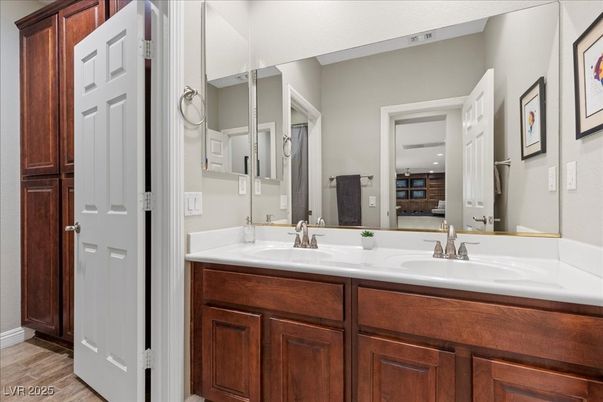 Bathroom, Dual Sink Vanities, Interior, Wood Texture Flooring
