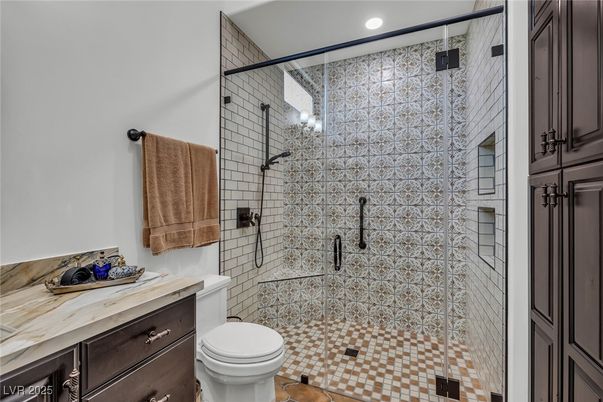 Bathroom, Glass Shower, Interior, Recessed Lighting