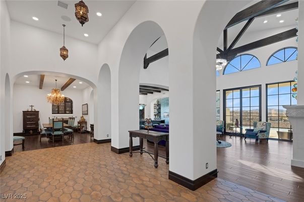 Chandelier, Dining room, Interior, Pendant Lights, Recessed Lighting, Wood Texture Flooring