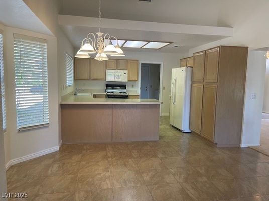 Chandelier, Interior, Kitchen, Pendant Lights, Stainless Steel Appliances