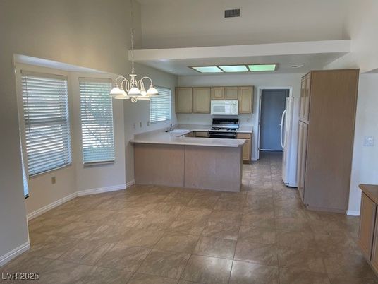Chandelier, Interior, Kitchen, Pendant Lights, Stainless Steel Appliances