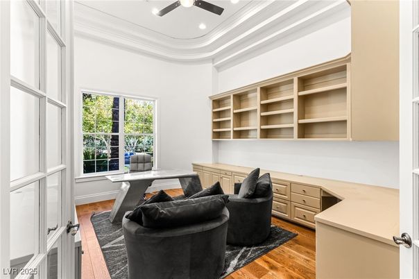 Home Office, Interior, Recessed Lighting, Wood Texture Flooring