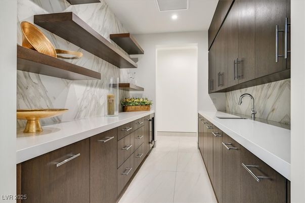 Interior, Kitchen, Marble Walls, Recessed Lighting
