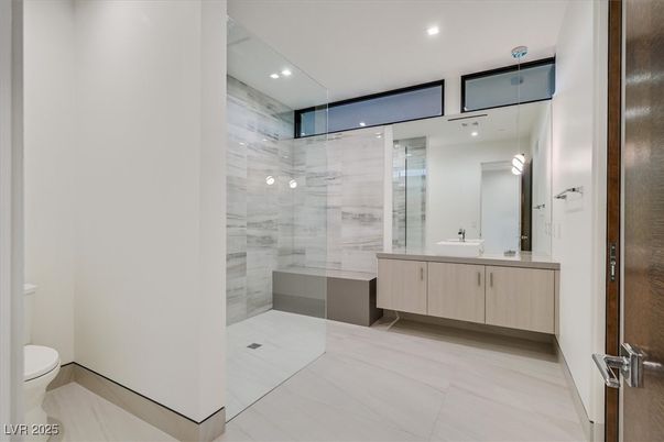 Bathroom, Glass Shower, Interior, Recessed Lighting