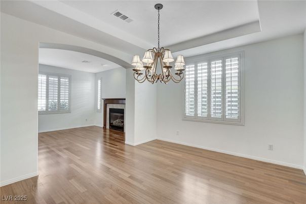 Chandelier, Empty room, Fireplace, Interior, Wood Texture Flooring